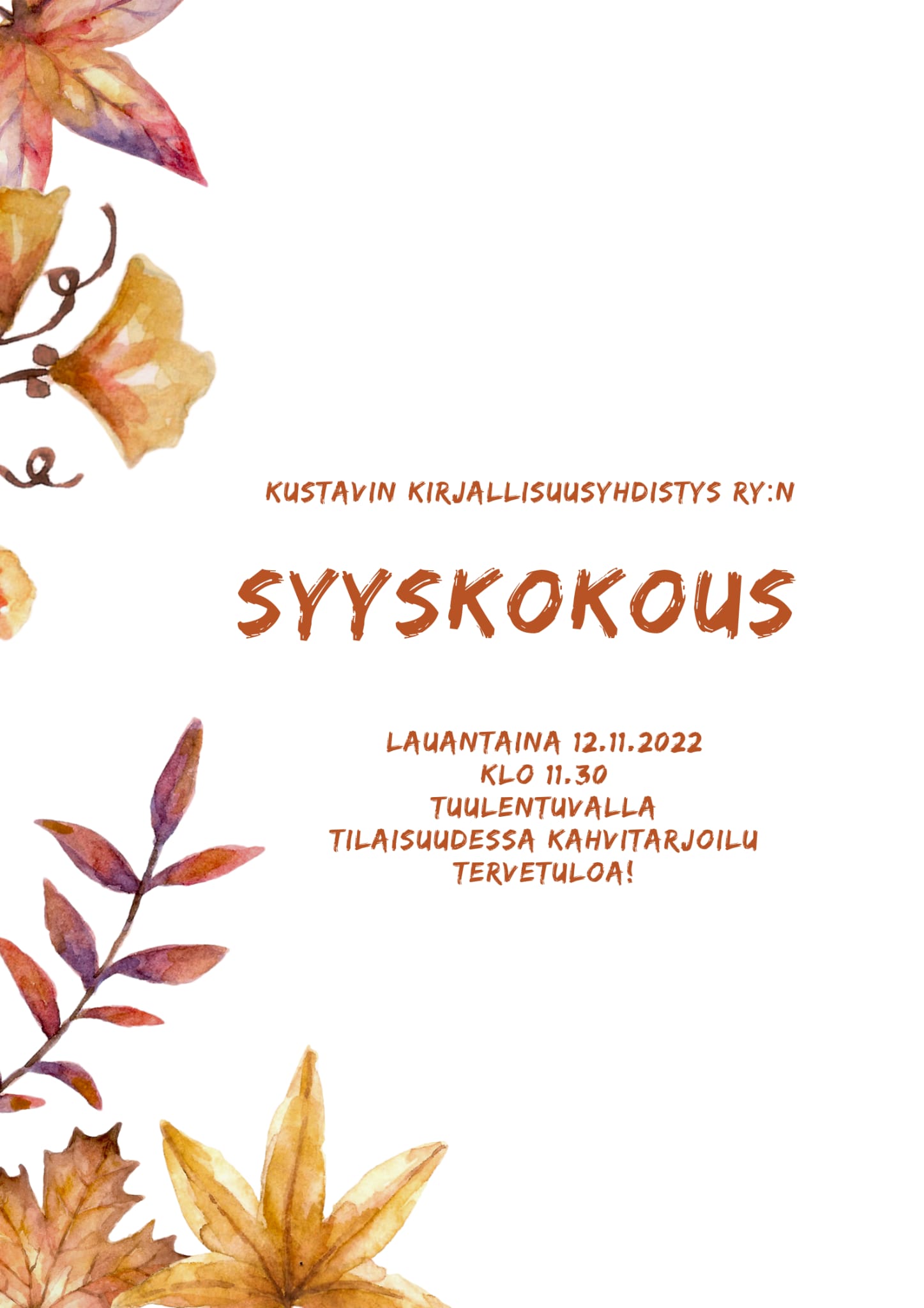 Read more about the article Kustavin kirjallisuusyhdistyksen syyskokous 12.11.2022